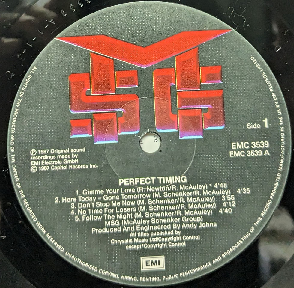 サムネイル： THE McAULEY SCHENKER GROUP/PERFECT TIMING1987'UK EMI MAT.1