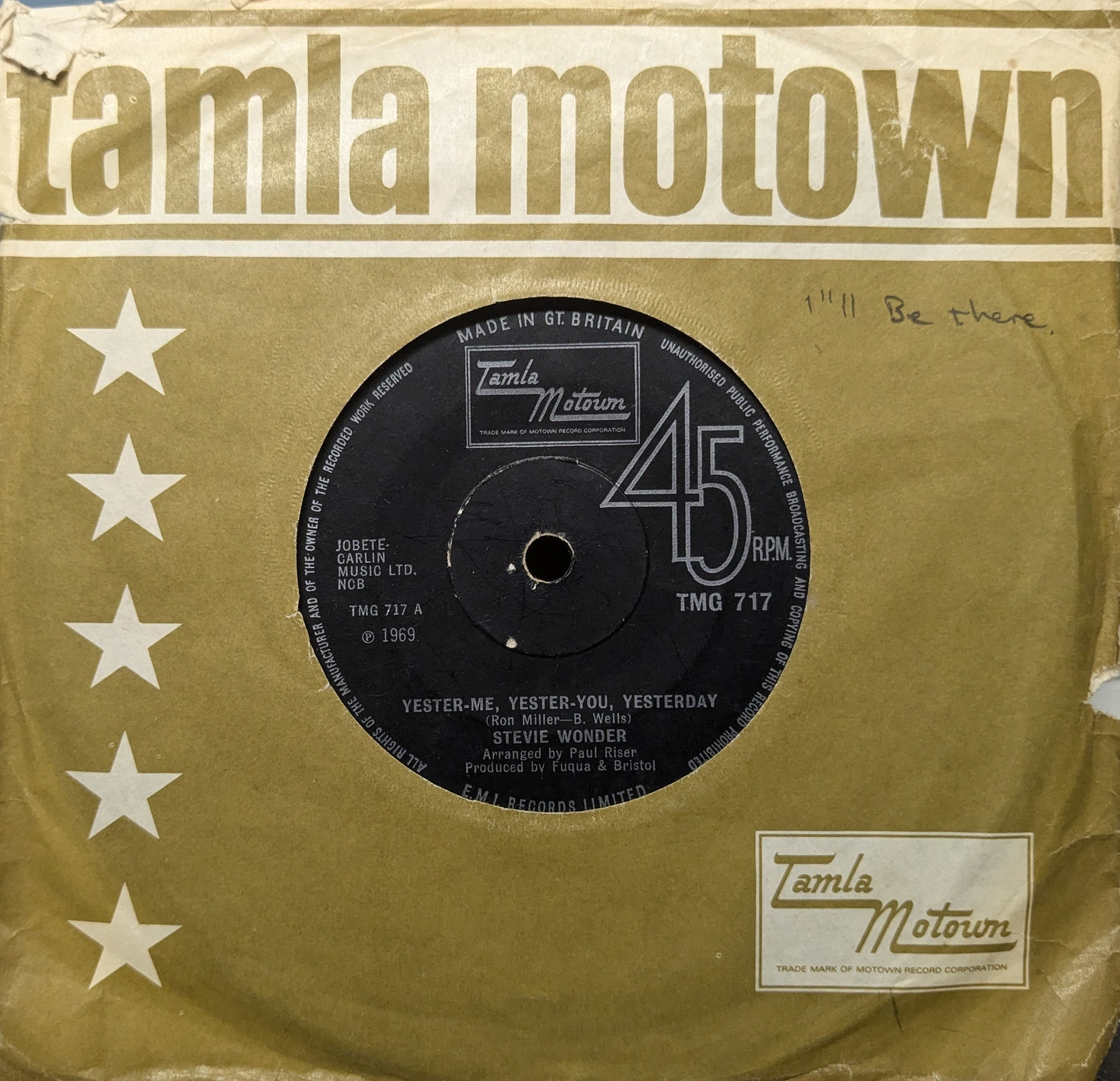 STEVIE WONDER/YESTER-ME,YESTER-YOU,YESTERDAY1969'UK TAMLA MOTOWN7INCH