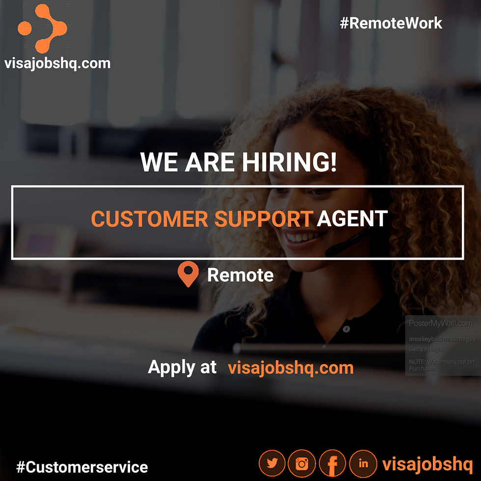 CUSTOMER SUPPORT AGENT, REMOTE | $30,000 ANNUALLY | WORK FROM HOME