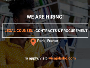LEGAL COUNSEL - CONTRACTS AND PROCUREMENT, IN PARIS | RELOCATE TO FRANCE WITH WORK VISA SPONSORSHIP