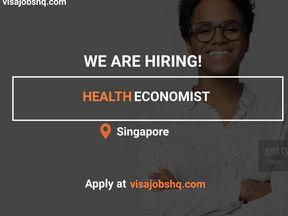 HEALTH ECONOMIST, RELOCATE TO SINGAPORE WITH WORK VISA SPONSORSHIP