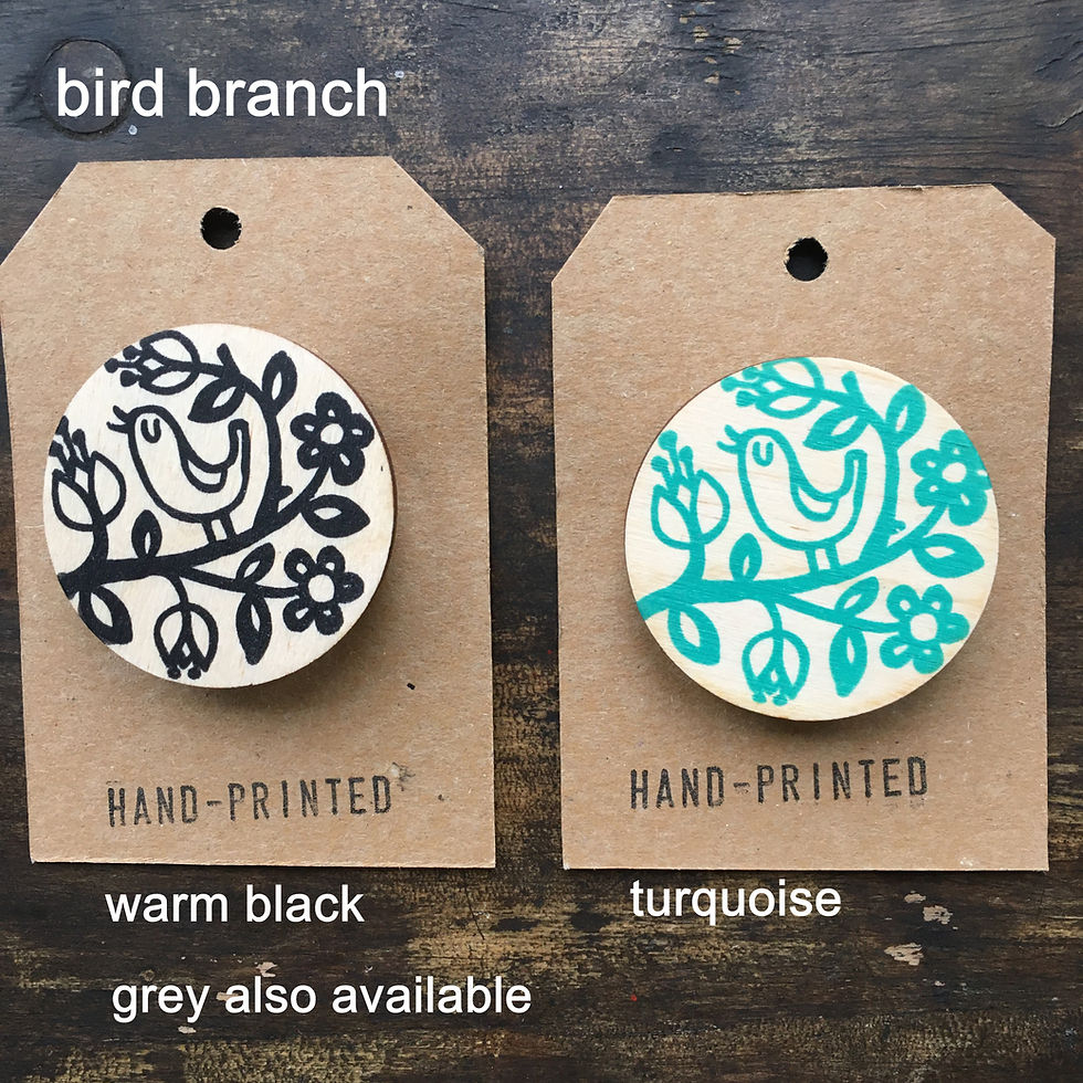 Thumbnail: Screenprinted Wooden Brooch Pins
