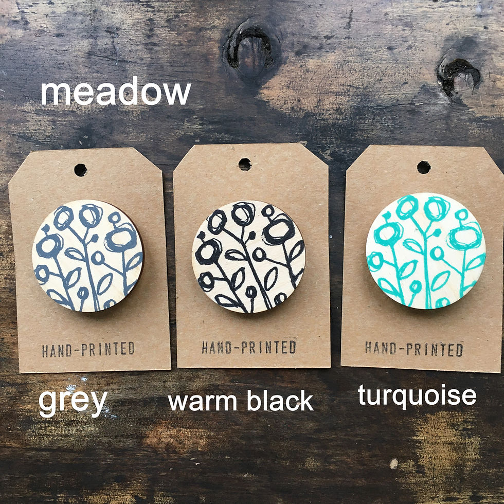 Thumbnail: Screenprinted Wooden Brooch Pins