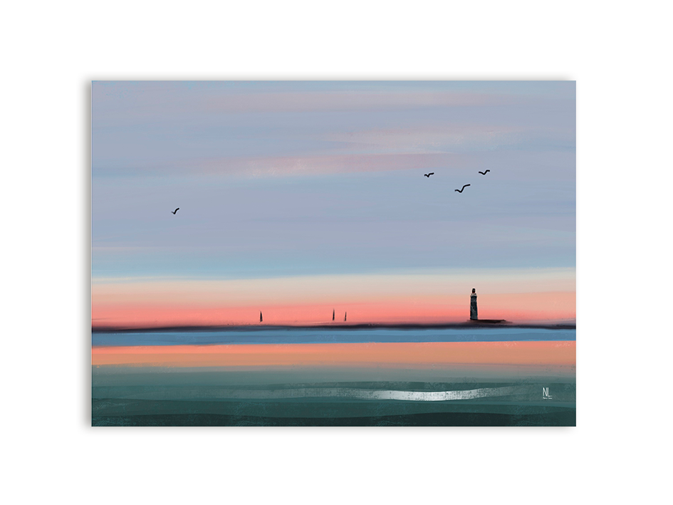 Miniature : Affiche Noémie Labrosse - Levé de soleil sur le phare des Barges aux Sables