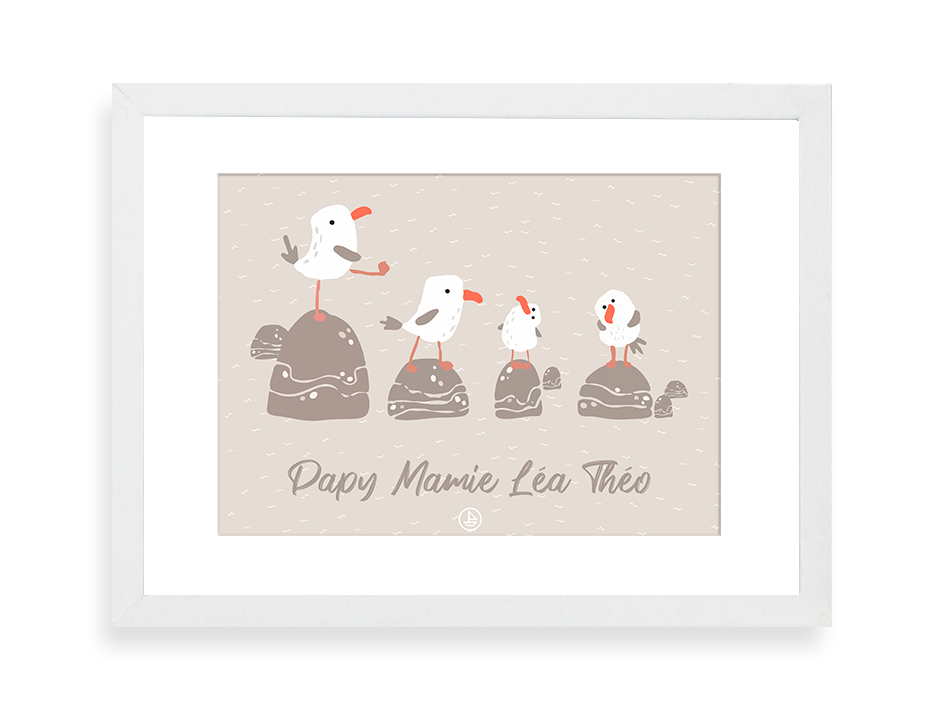 Miniature : 300 PIXELS - Mon affiche de Famille personnalisée Mouettes