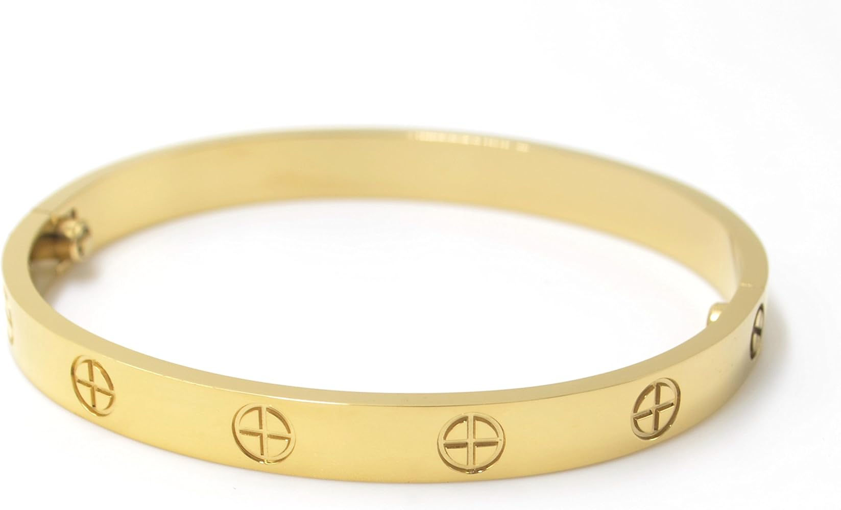 3Bracelet jonc de luxe en acier inoxydable plaqué or, style simple Vendu en Gros