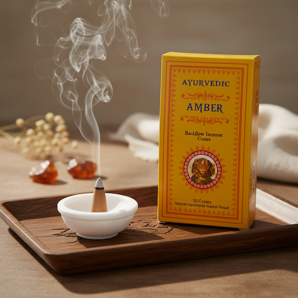 קונוסים קטורת איירובדיק (Ayurvedic) – ניחוח אמבר מרגיע (10 יחידות)