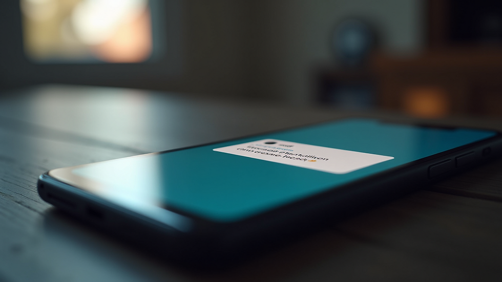 Close-up view of a smartphone screen showing a scam alert notification