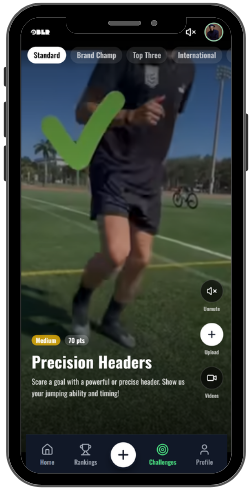 Mobile phone screen showing a football challenge being viewed in a football competition app