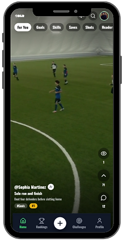 Mobile phone screen showing a football clip being viewed in a football competition app