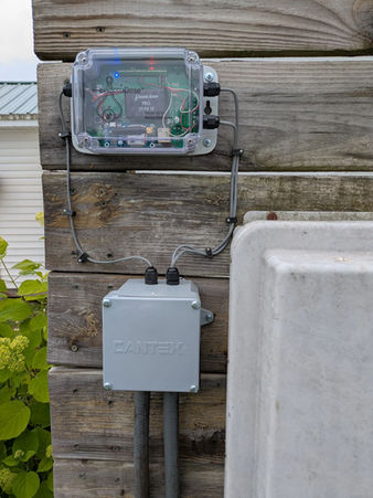 AccuDose RMC-2000 installed at a grinder station for remote monitoring capabilities. This is a cellular based system.