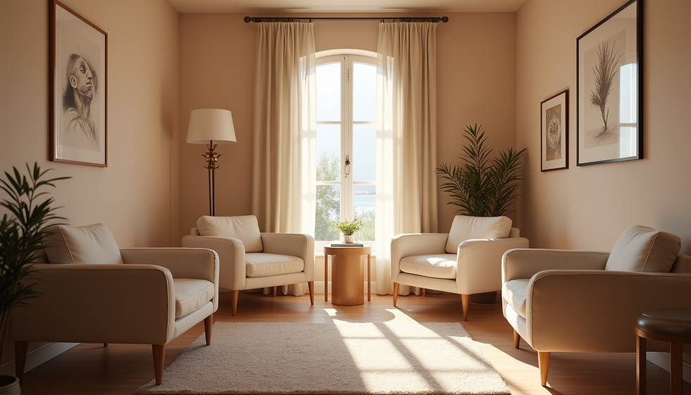 Calm Miami therapy office with soft natural light
