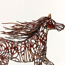 escultura em metal, arte com metal. arte em metal, Escultura de cavalo em ferro, cavalo em metal