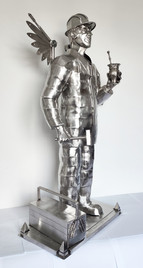 obra póstuma homenagem em metal escultura em aço inox arte com aço inox arte em aço inox 304 visual polido visual escovado homenagem pai finados cemitério túmulo lápide jazigo