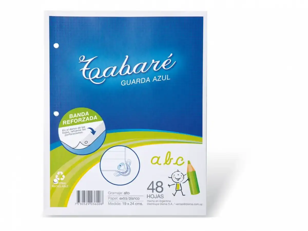 Block Hojas Tabaré Margen Azul