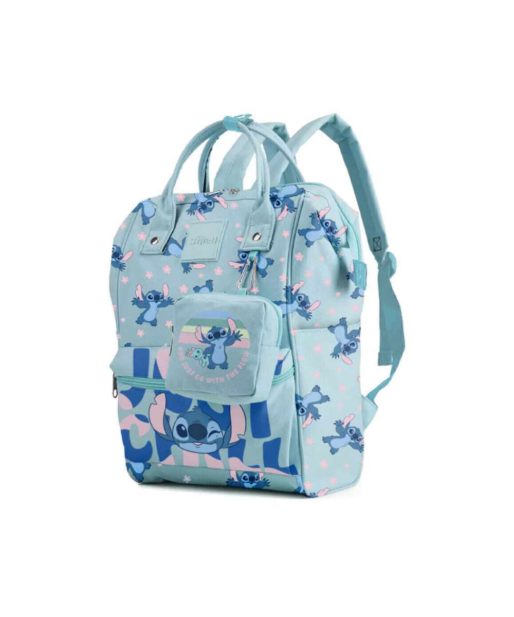 Mochila Stitch Estilo Maternal Celeste