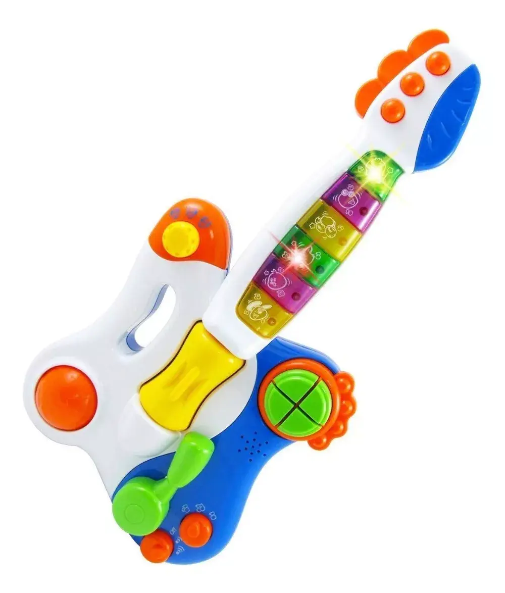 Guitarra Multifunción Celeste Marca Huanguer Mundo Magico Color Blanco