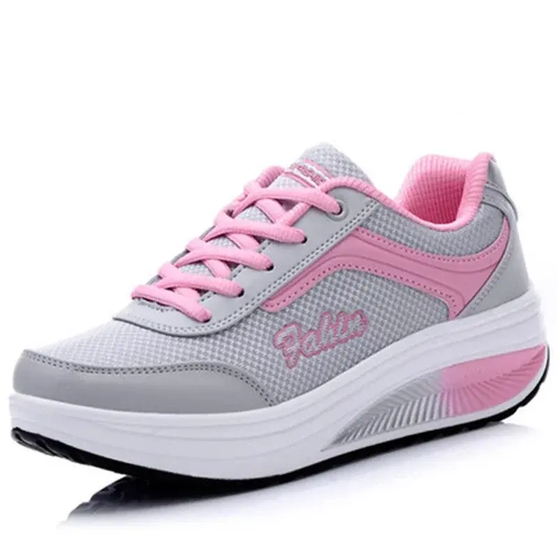 Women Slimming Swing Sneakers Platform Wedge Toning Shoes Woman Breathable