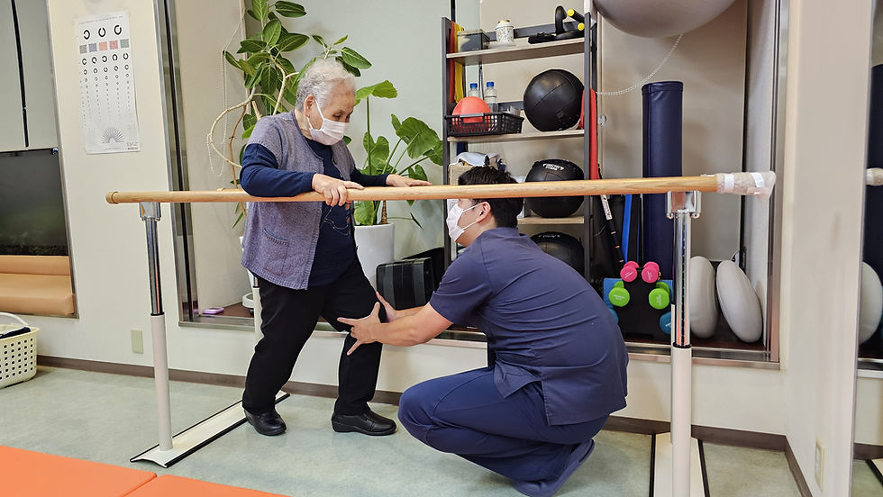 歩行訓練をする婦人