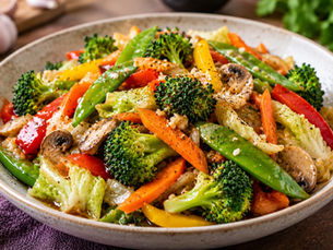 Stir fried vegetables with UmamiBee Dish Lifter