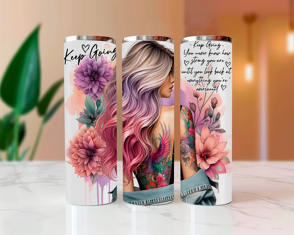 sublimated graphic skinny tumbler