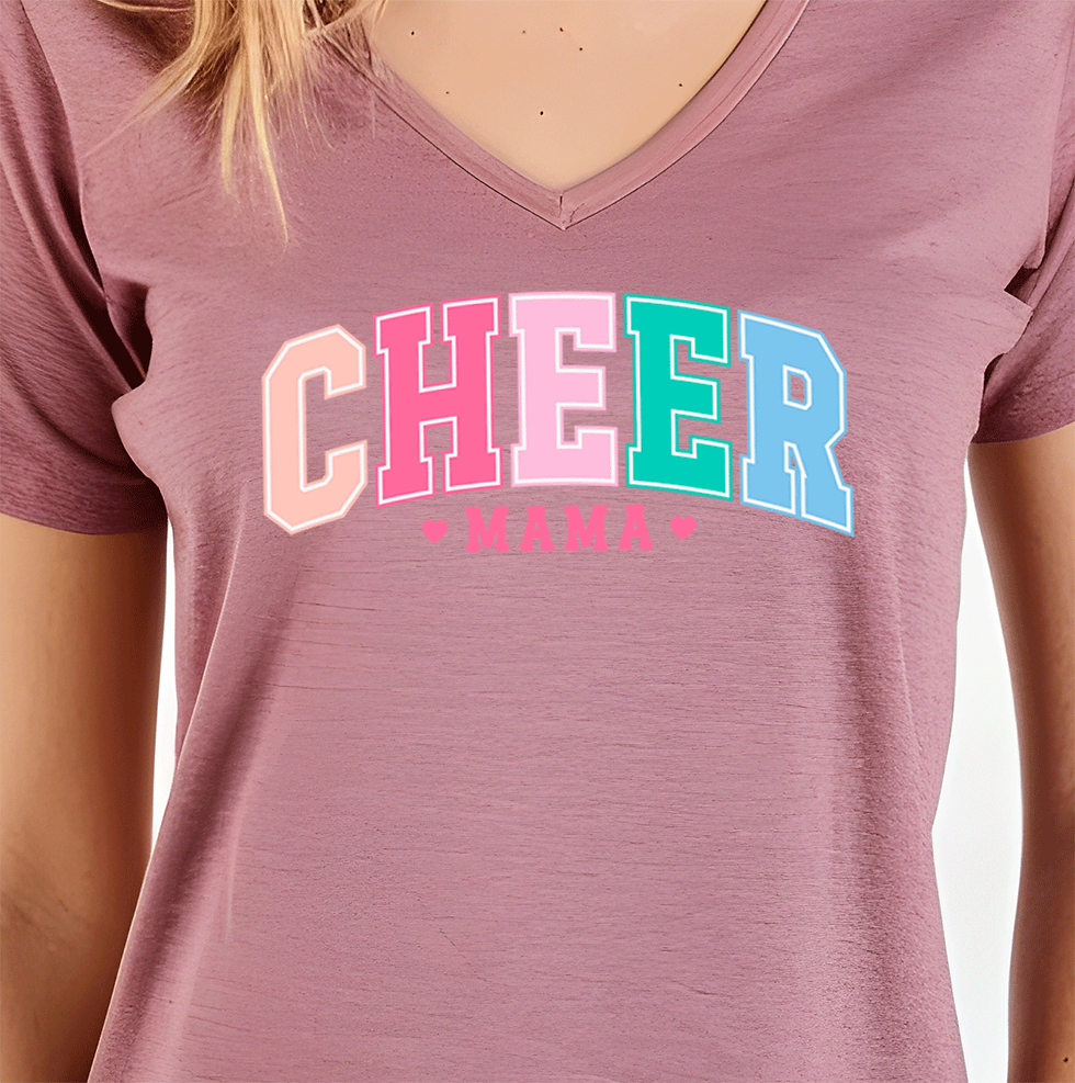 heat transfer vinyl graphic ladies vneck tee