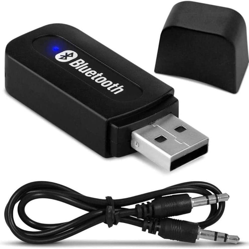 Adaptador Receptor Bluetooth P2 e USB para Som de Carro Preto