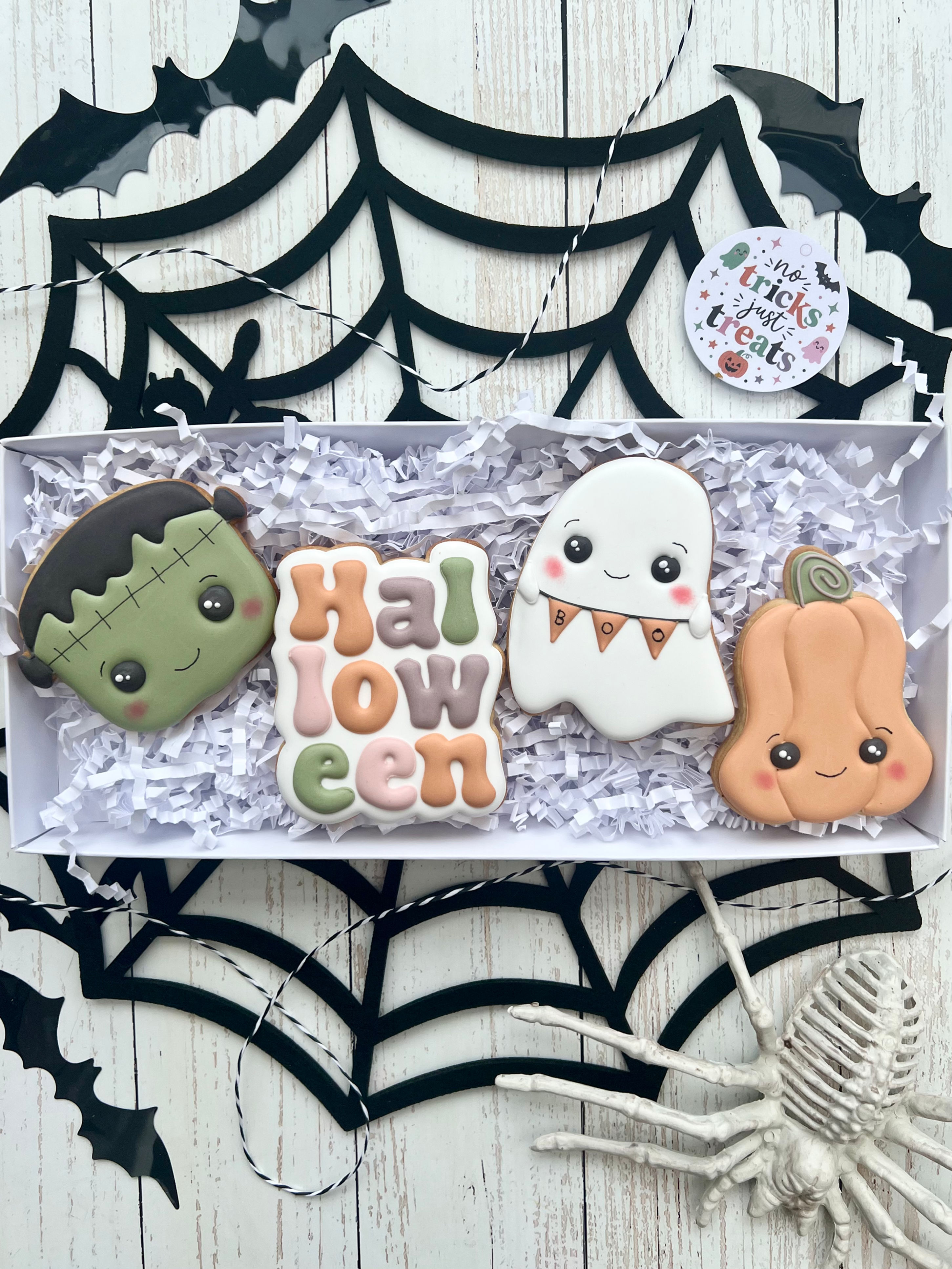 Set of 4 Halloween Biscuits | Customisable Halloween Gift Box