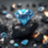 Diamonds coming out of a piece of coal or rock, add some merchandise like random things th