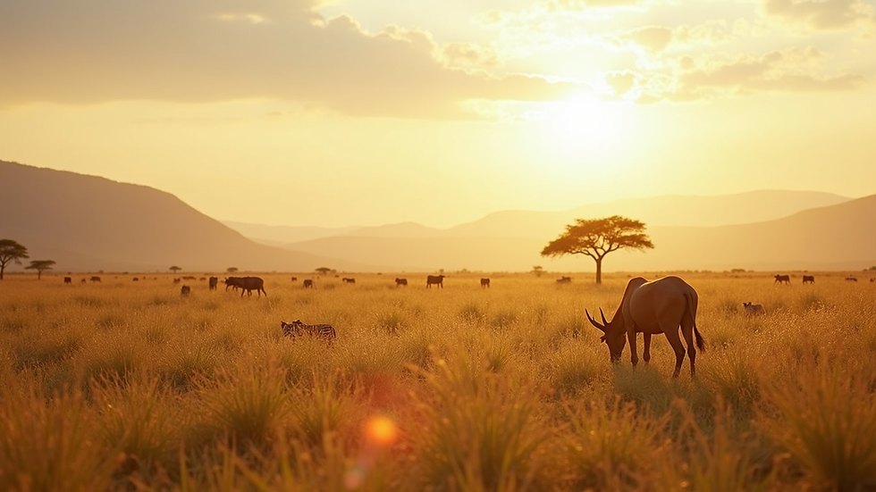 Wide angle view of a lush savanna landscape in Laikipia