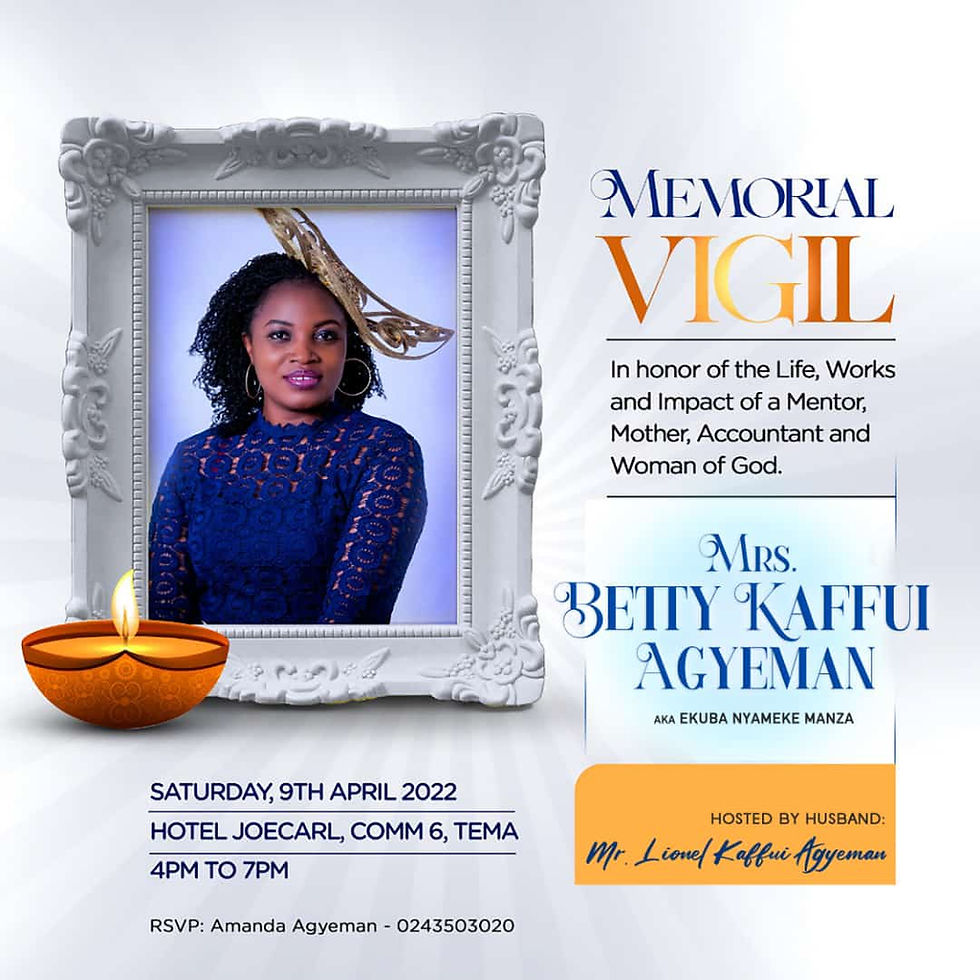 Memorial Vigil: Mrs. Betty Kaffui Agyeman