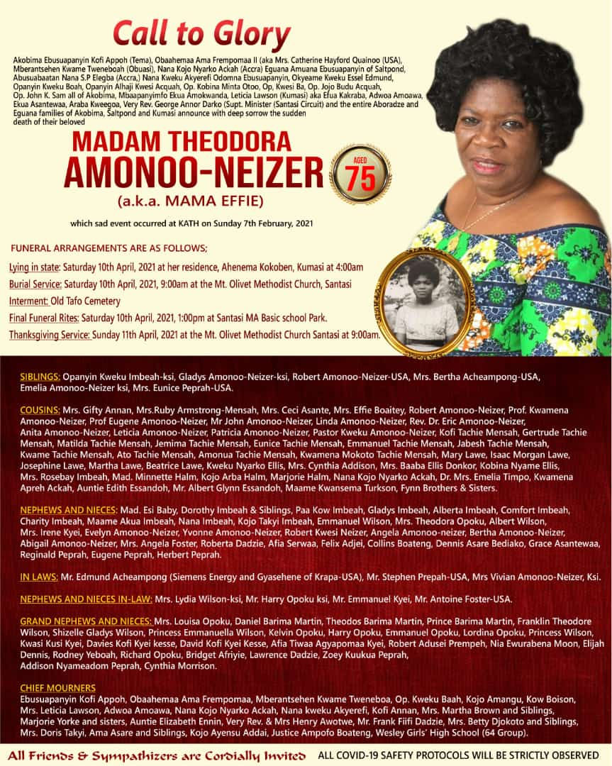 Burial Service- Mad. Theodora Amonoo-Neizer