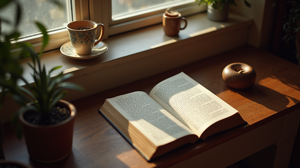 High angle view of a cozy reading nook