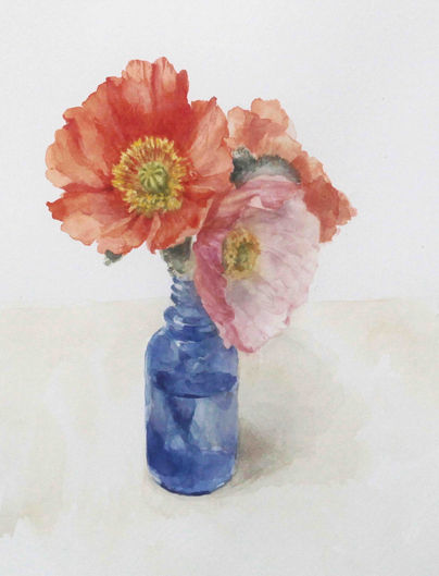 水彩　ポピー　中島尚子