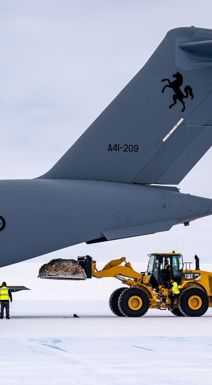 L Pallet loaded into C17, Wilkins Aerodrome, Antarctica