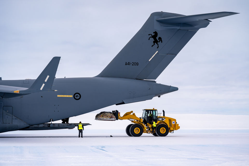 L Pallet loaded into C17, Wilkins Aerodrome, Antarctica