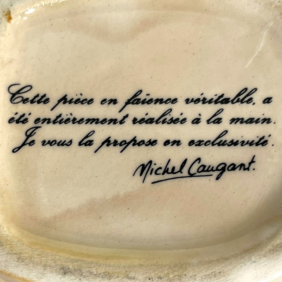 Thumbnail: Michel Caugant duck and chicken paté terrines, French faience, 1960s vintage pottery collectibles.