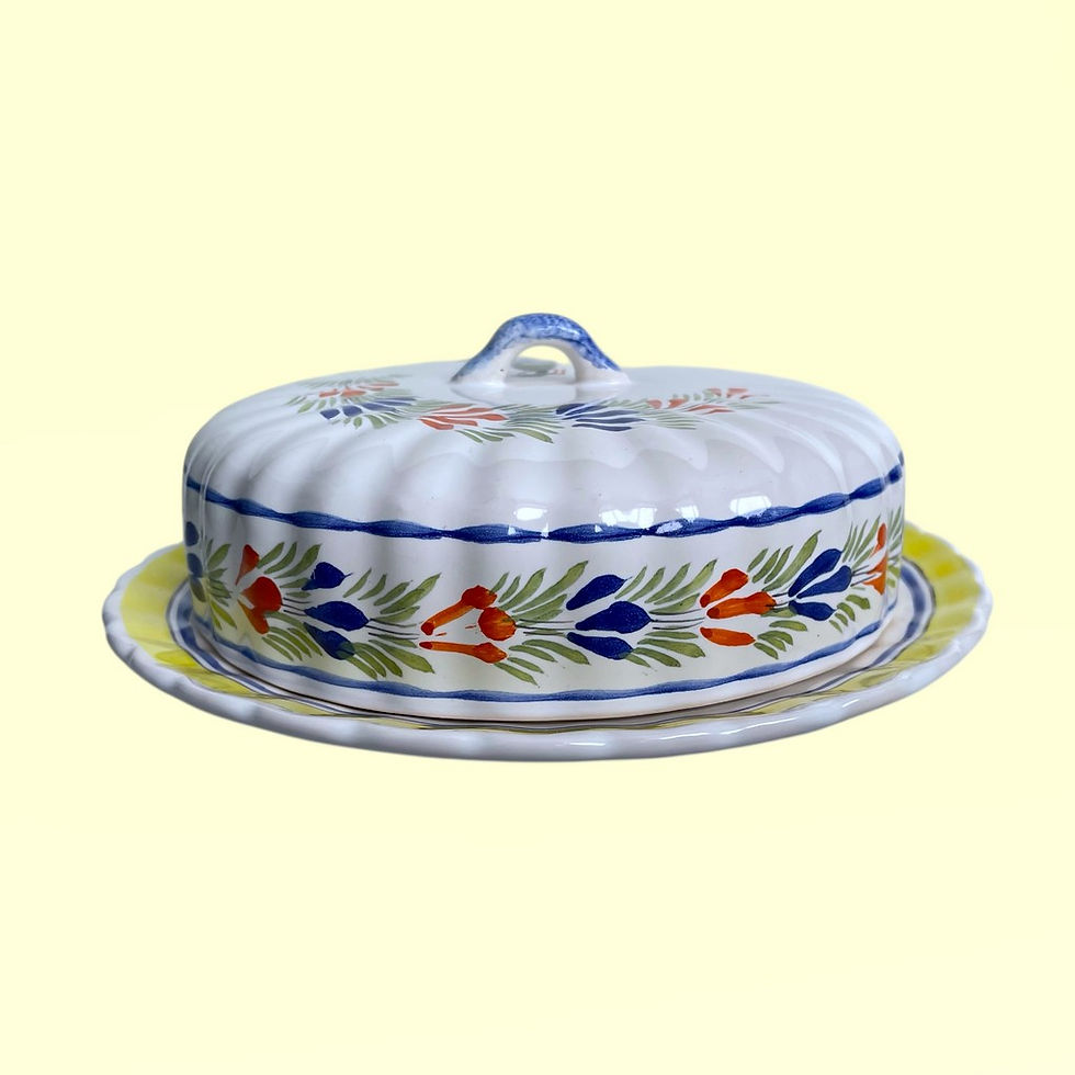 Thumbnail: Henriot Quimper cheese dish, French faience, 1960s Breton pottery collectible.