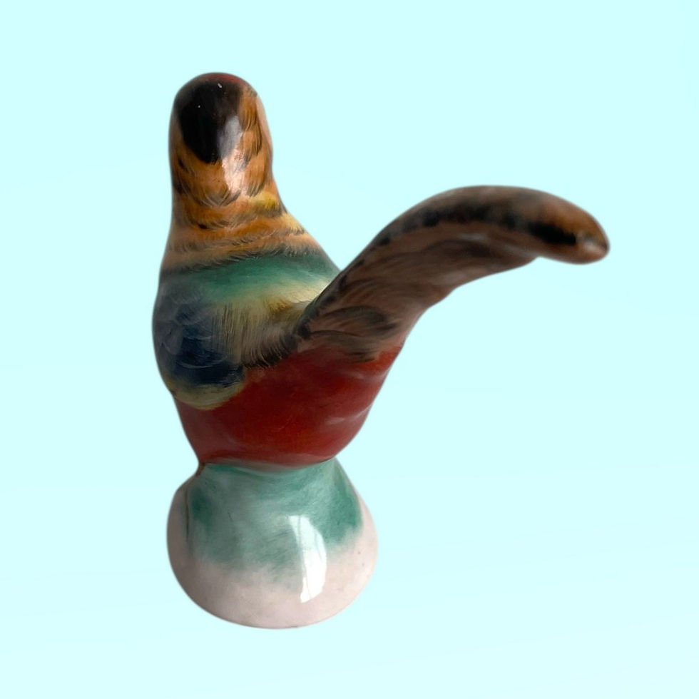 Thumbnail: Bodrogkeresztur porcelain pheasant figurine, hand painted, 1960s Hungarian collectible.