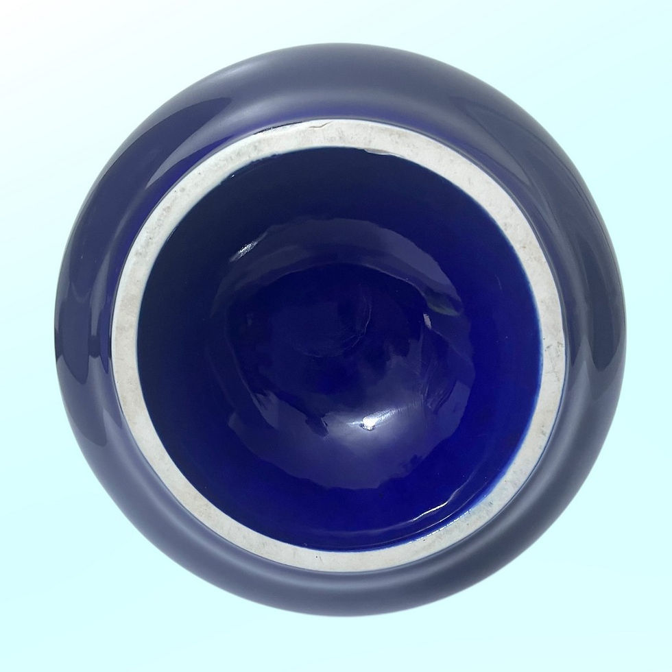 Thumbnail: Cobalt blue pear‑shaped whisky decanter, 1970s vintage glass collectible barware.
