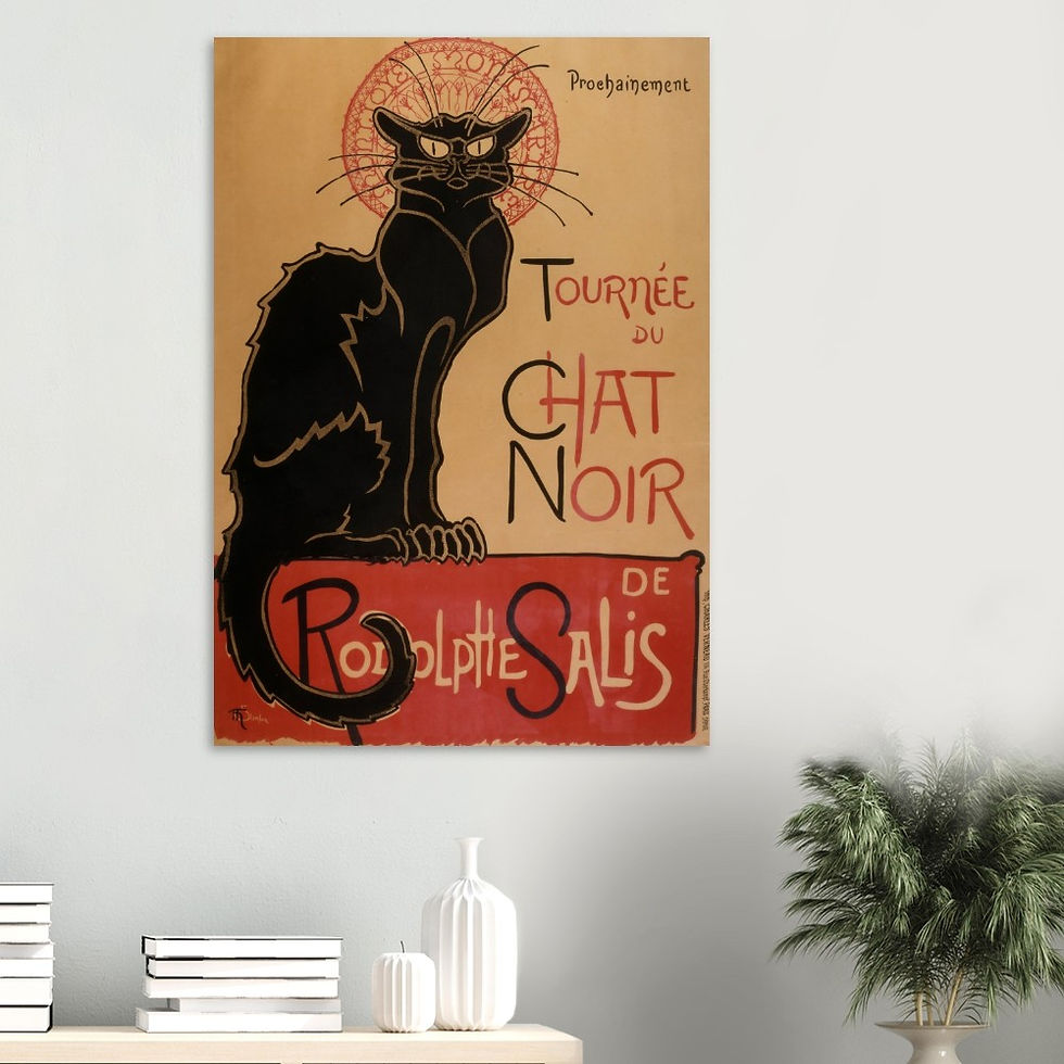 Thumbnail: Vintage‑style Le Chat Noir poster print featuring Steinlen’s 1896 cabaret artwork in warm tan and red tones