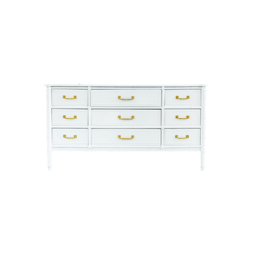 Vintage Henry Link Bali Hai Faux Bamboo 9 Drawer Dresser | Rail + Vintage Henry Link Bali Hai Faux Bamboo 9 Drawer Dresser | Rail +