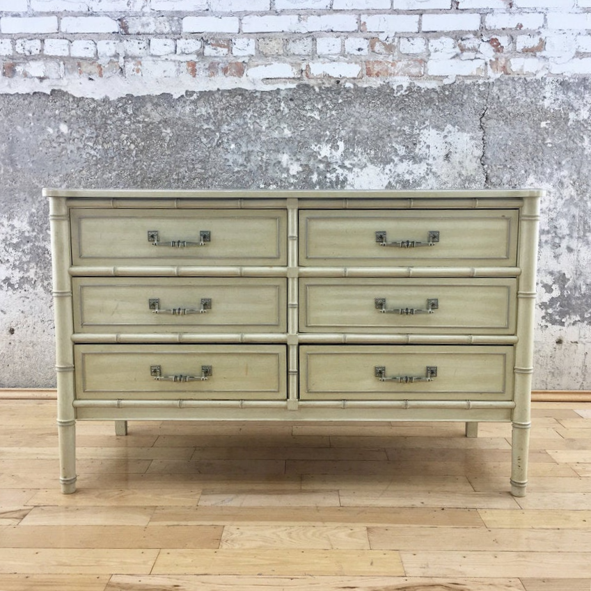 Thumbnail: Vintage Henry Link Faux Bamboo Large 6 Drawer Dresser