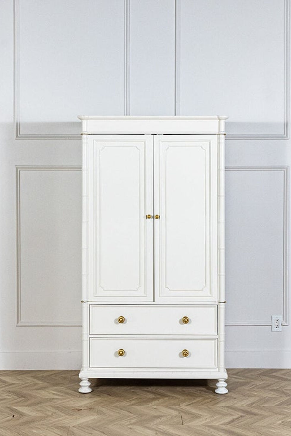 Thumbnail: Vintage Faux Bamboo Cabinet from Baker Furniture Lacquered White Duck