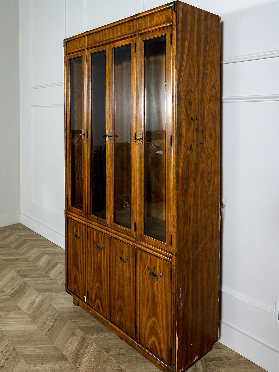 Thumbnail: Vintage Campaign China Cabinet by Drexel Accolade Collection