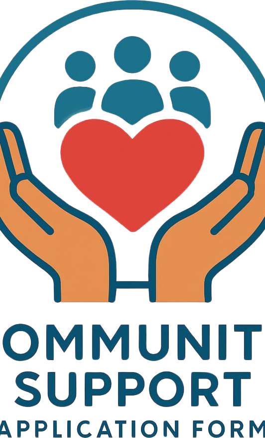 Generate _Community Support Application form logo with hands, heart, and community symbols