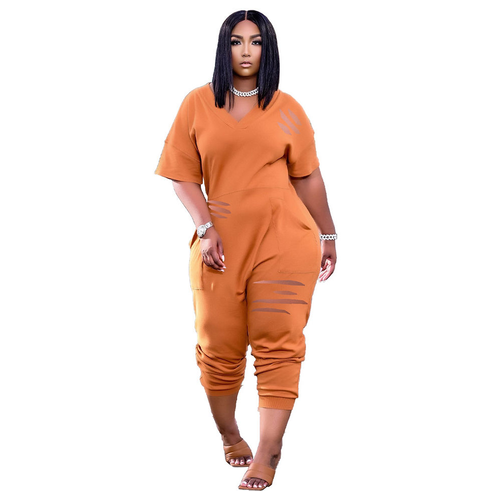 Thumbnail: Plus Size v Neck Rompers Womens Jumpsuit