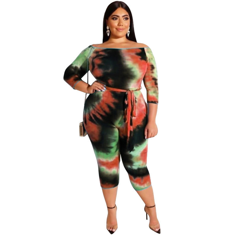 Thumbnail: High Quality Jumpsuit Bodysuits ~ Off Shoulder~ Tye Dye Bodycon Romper