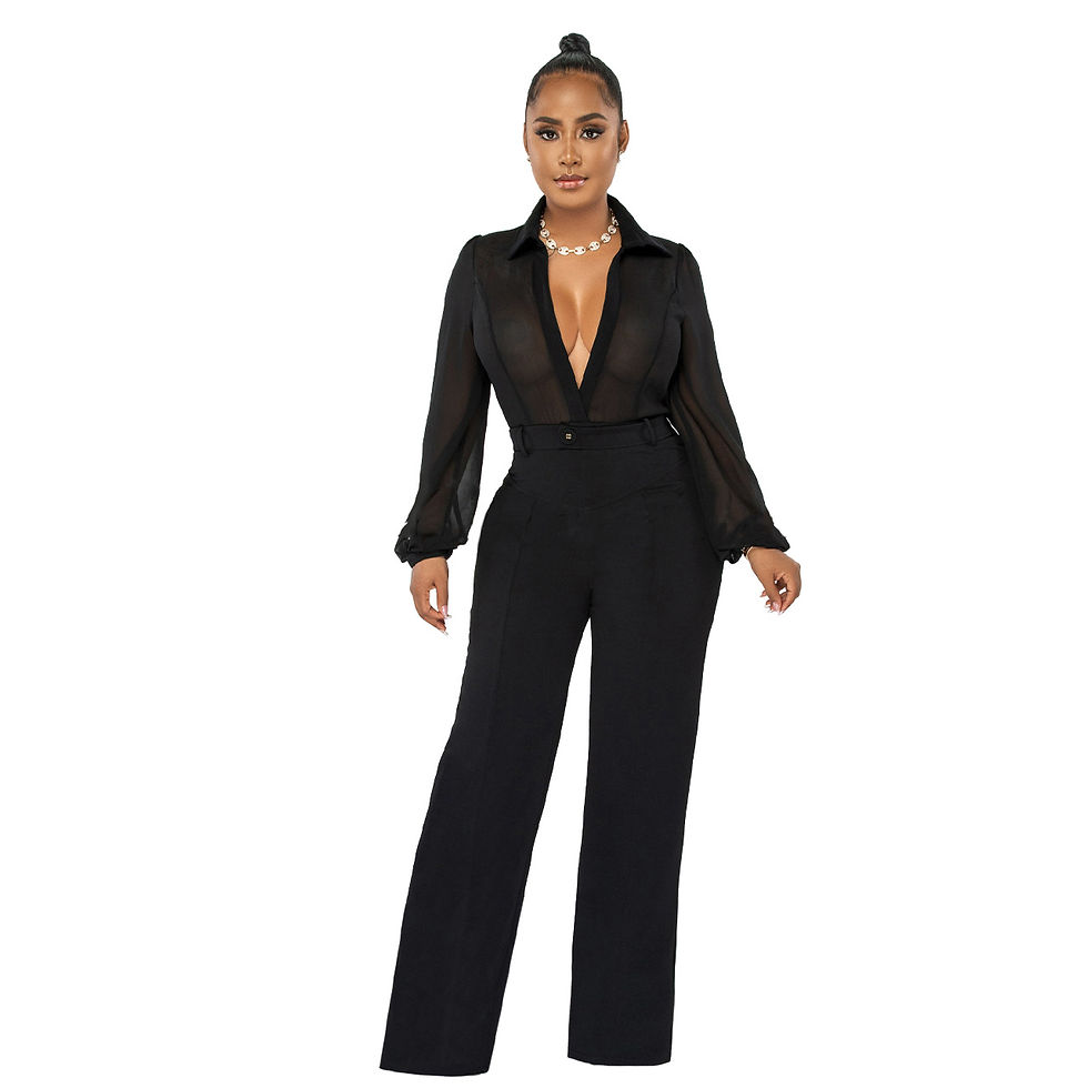 Miniature : Trendy Fashion "See Through" Chiffon Knitted Jumpsuit