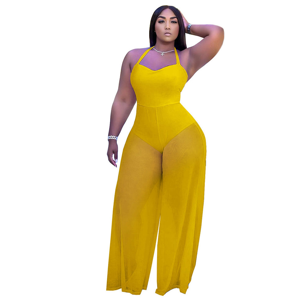 Miniature : Sheer Black Halter Sleeveless Mesh  Jumpsuit